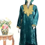 Handmade Kashmiri Velvet Hoodie Phiran with Tilla Embroidery