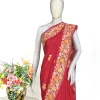 Kashmiri Saree with Floral Aari Embroidery Red