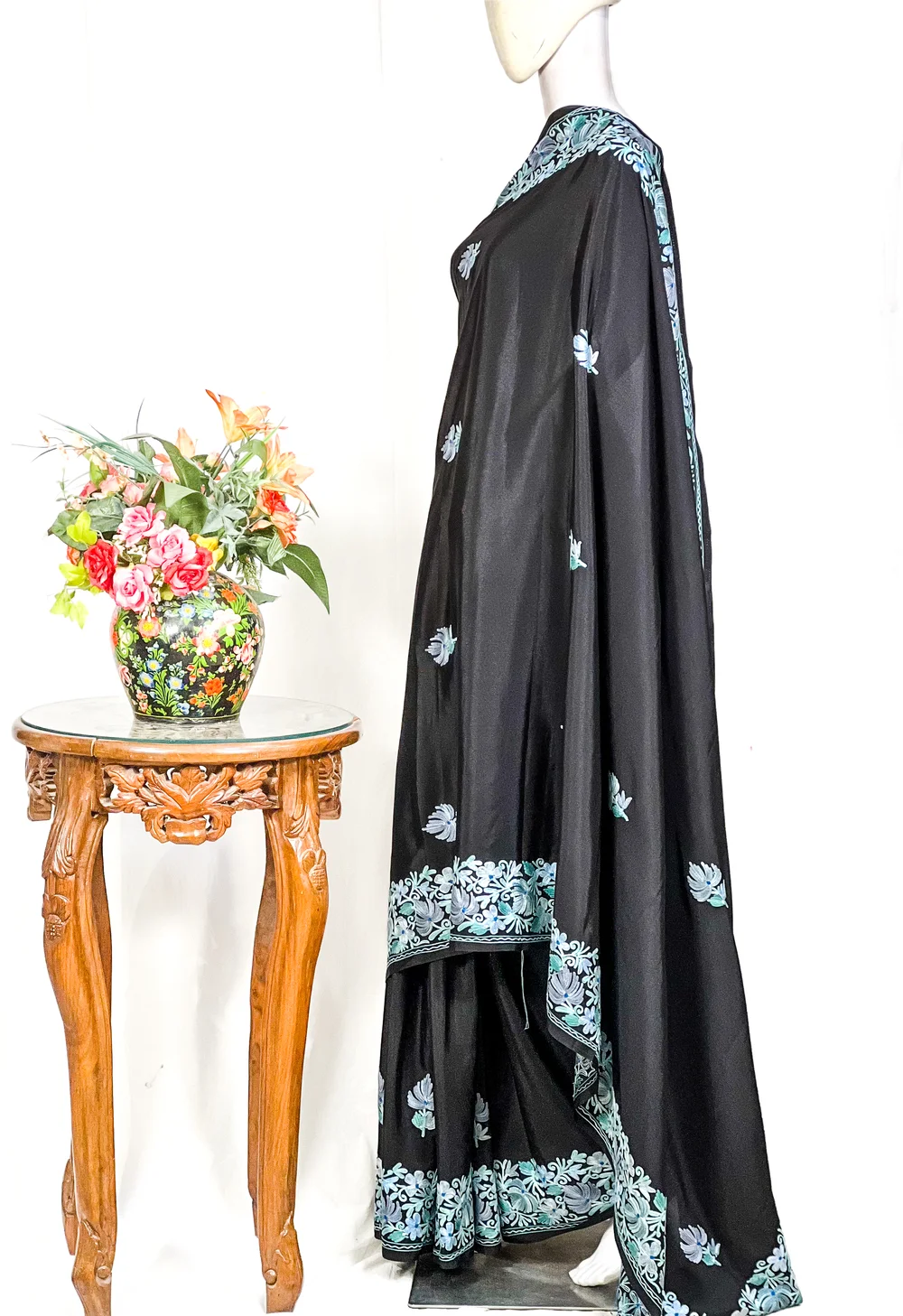 Kashmiri Floral Aari Embroidery Saree