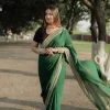 Green Viscose Georgette Zari Embroidered Kashmiri Saree