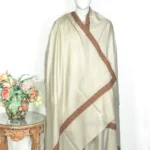 Cream Gents Pure Pashmina Shawl With Sozni Hand Embroidery