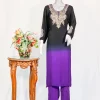 Black Purple Ombre Shalwar Suit with Tilla Work