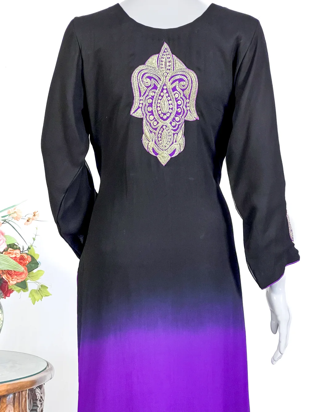 Black Purple Ombre Shalwar Suit with Tilla Work