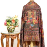 Black Modal Silk Kani Dupatta with Indian Music Culture Pattern