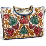 White Kashmiri Aari Embroidered Women Hand Bag