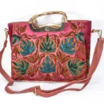French Pink Kashmiri Aari Embroidered Women Hand Bag