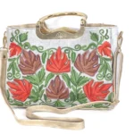 Ash Grey Kashmiri Aari Embroidered Women Hand Bag