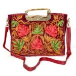 Red Kashmiri Aari Embroidered Women Hand Bag