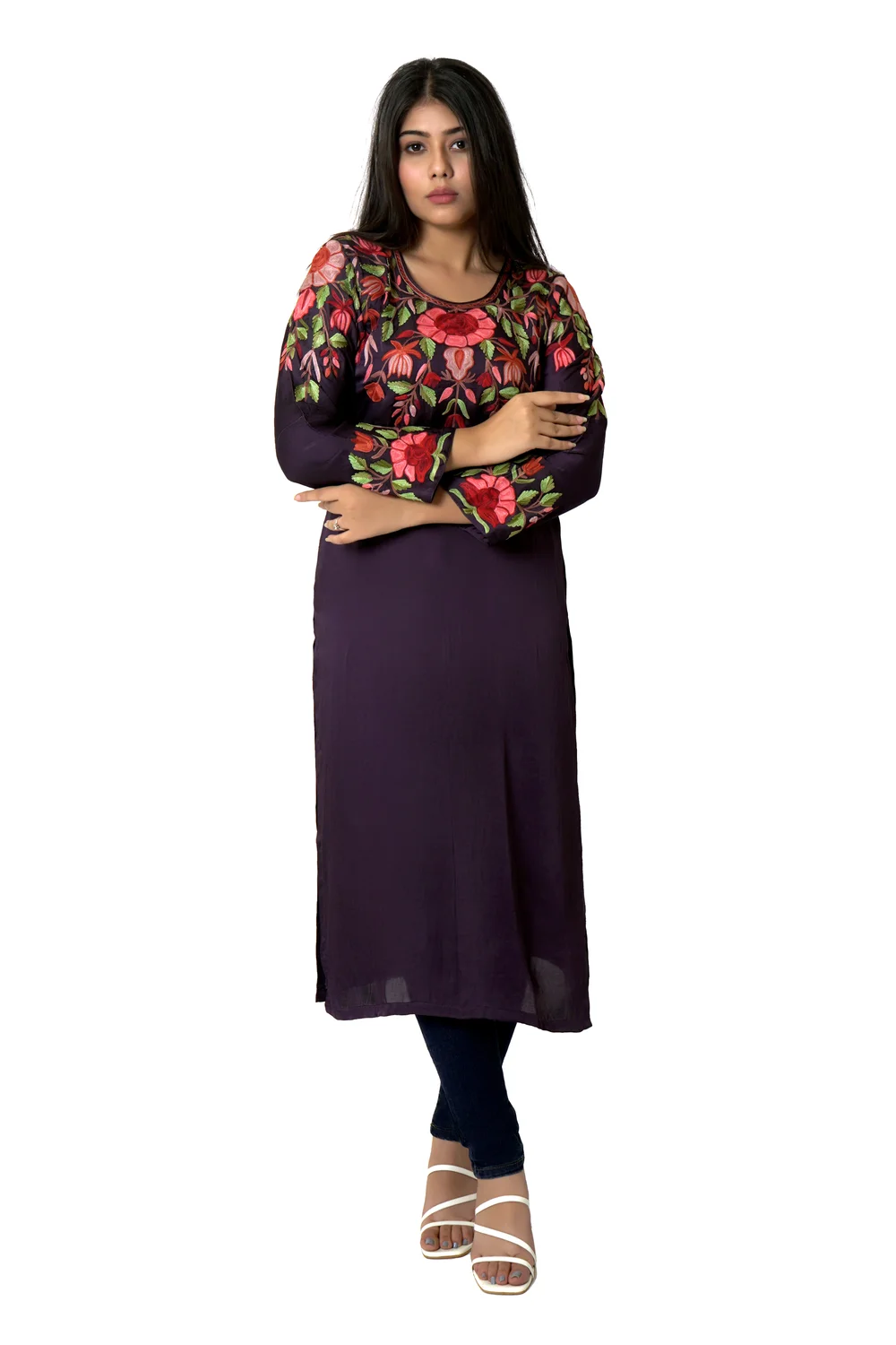 Kashmiri Kurti with Floral Aari Embroidery