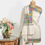 Off-White Pure Pashmina Shawl With Tilla & Papier Mache Hand Embroidery