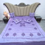 Purple Raw Silk Bed Cover with Aari Embroidery