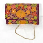 Wine Velvet Aari Embroidered Clutch Bag