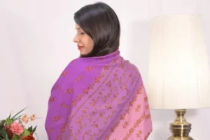 model wearing velvet pashmina shawl
