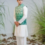 Art Raw Silk Ombre Nehru Jacket with Kashmiri Embroidery