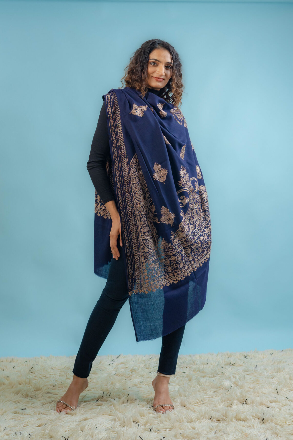 Blue Boteh Scarf - Merino Wool Blue Boteh Scarf - Merino Wool