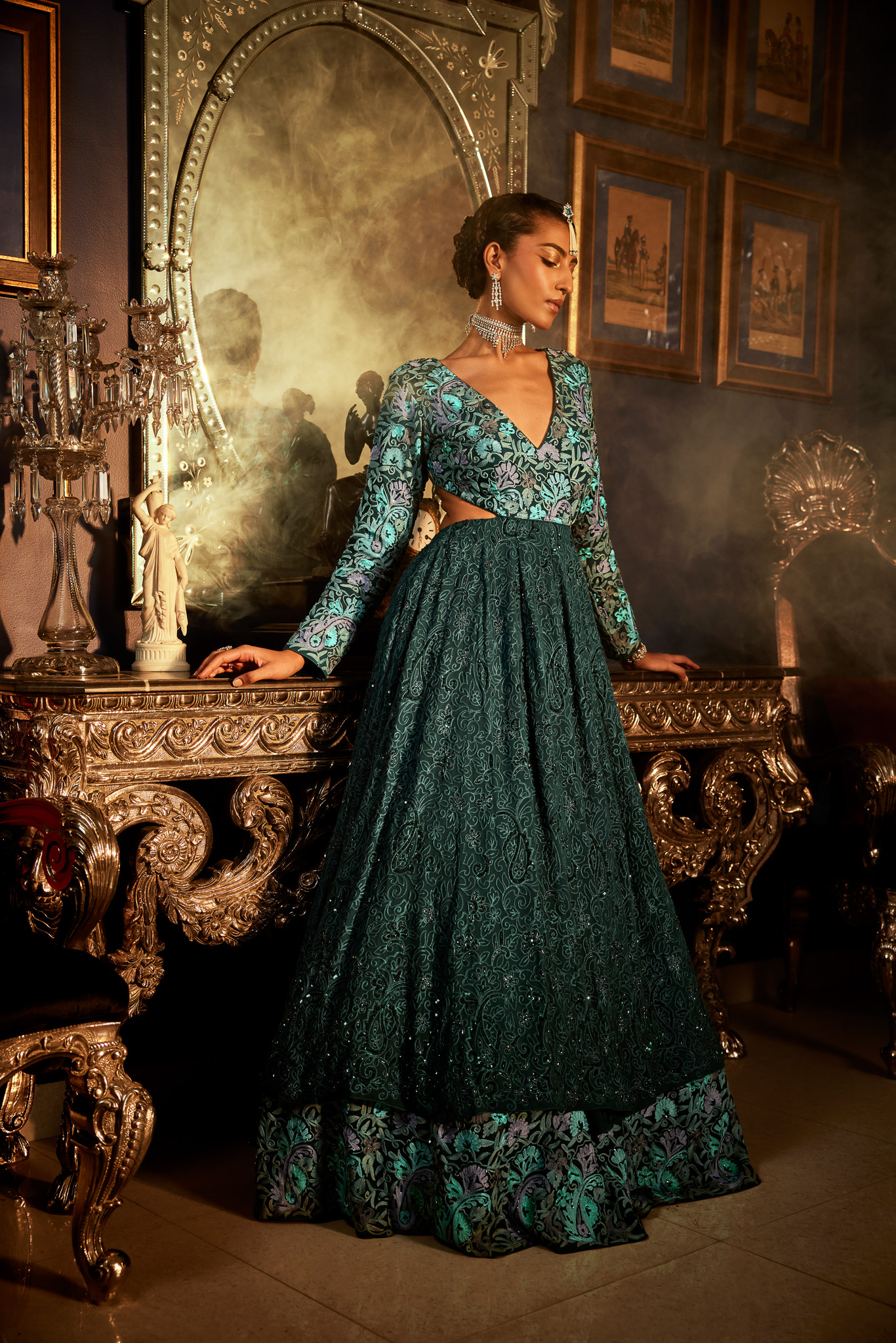 Fusion Embroidered Overlapped Dress for Women with Exquisite Handcrafted Details